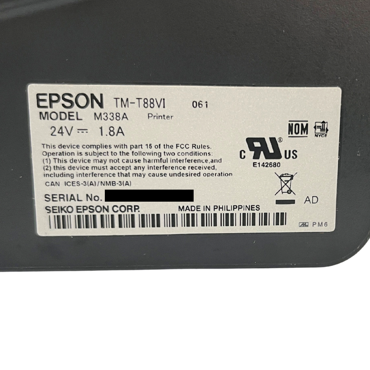 Epson TM T88VI M338A Thermal Receipt Printer - Refurbished - Black